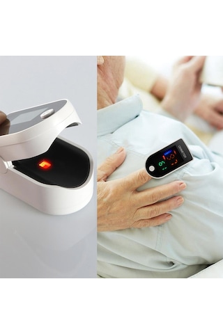 Vkemall Pulse Oksimetre 1.4 İnç 4 Renkli Led Dijital Nabız Oksimetresi Parmak Klipsli Oksimetre Kan Oksi Siyah Ve Beyaz