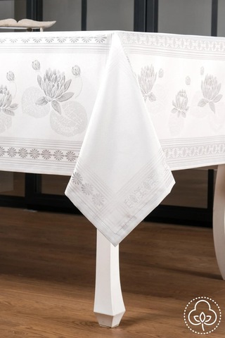 Nilüfer Lüx Jakar Kumaş Gri Masa Örtüsü Dikdörtgen 160x320 Cm - 1090 Çok Renkli