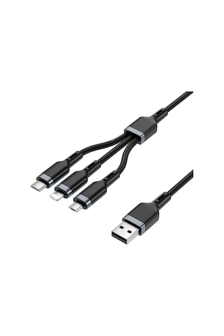 Wiwu Wi-C014 Platinum Serisi 3 in1 1.2 M USB-A to Lightning Type-C – Micro Şarj Data Kablosu