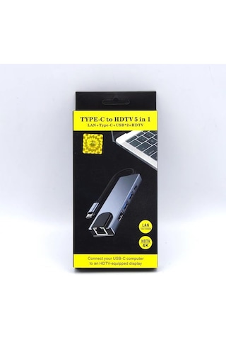 Usb C 5in1 Çoklayıcı Adaptör 4k Hdmı, Gigabit Lan, Usb-c Pd, 2 Usb 3.0 Portlu Type-c Hub Laptop, Macbook Ve Chromebook İle Uyumlu Bağlantı Genişletici Dönüştürücü Zr34 Acı Kahverengi