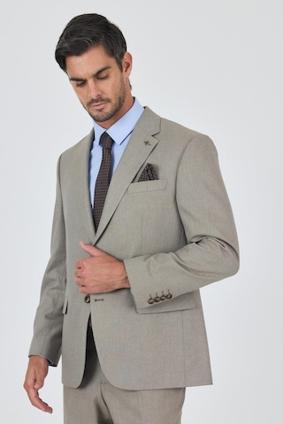 İmza Koyu Bej Mono Yaka Astarlı Çift Yırtmaç Esnek 4 Drop Comfort Fit Classic Takım Elbise 1001250160 Koyu Bej