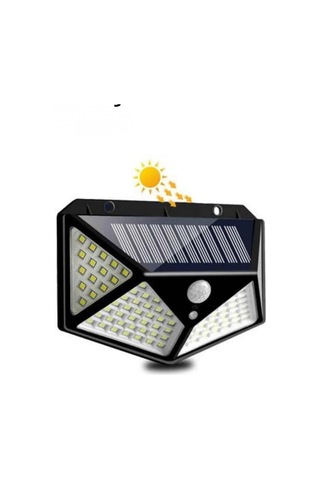 Solar Sensörlü Duvar Lambası 100 Led Ip65 Suya Dayanıklı Bahçe Aydınlatması Beyaz Işık