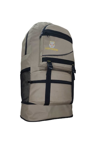 60 Litre Bej Krem Körüklü Dağcı Seyahat Kamp Outdoor Sırt Çantası Bej