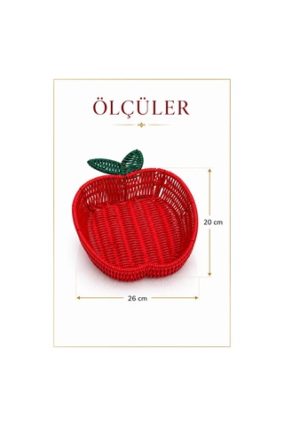 Ekmek Sepeti Kiraz Şeklinde Hasır Detaylı 26x20 Cm Kırmızı