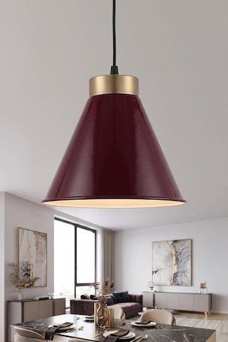 Liva Gold Metal Sarkıt Avize, Bohem Tavan Lambası Ve Salon Oturma Odası Aydınlatması - Bordo - 20 Cm Modern Dek Çok Renkli