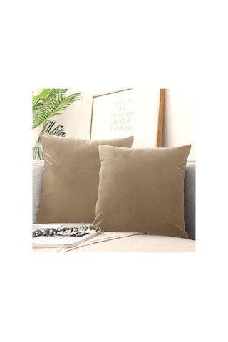 Kırlent Kılıfı 4'lü Set - Gizli Fermuarlı - Kadife Dokulu,bej 43 X 43 Diğer