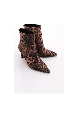 Dgn 8794 Kadin Zimbali Topuklu Bot Leopar