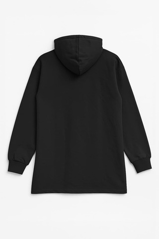 Markapia Kadın Kapüşonlu Cepli Tunik Sweatshirt SiYAH