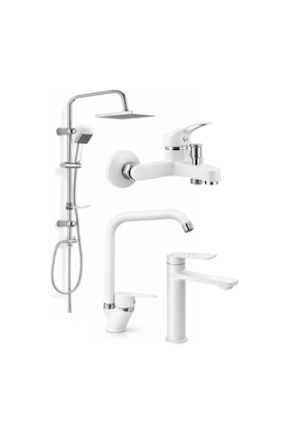 4'lü Full Set Beyaz Full Banyo Batarya Seti Ve Mutfak Bataryası Musluğu Diğer