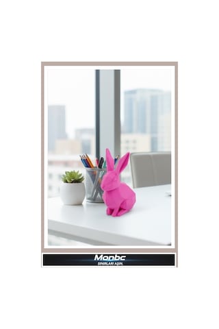 Monbc Pembe Tavşan 3d Tasarım Dekoratif Biblo, Hediyelik Ve Ev Ofis İçin Şık Aksesuar