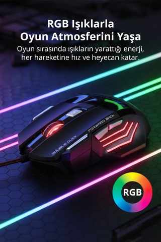 7635 X7 Rgb Led Işıklı Gaming Mouse / 7 Tuşlu Oyuncu Mouse / 800/1200/1600/2400 Dpı / Kumaş Kablo 7635