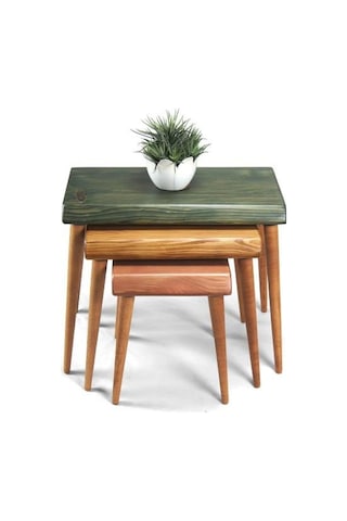 Entema724 Doğal Ağaç Masif Kütük 3’Lü Zigon Sehpa (516601279)