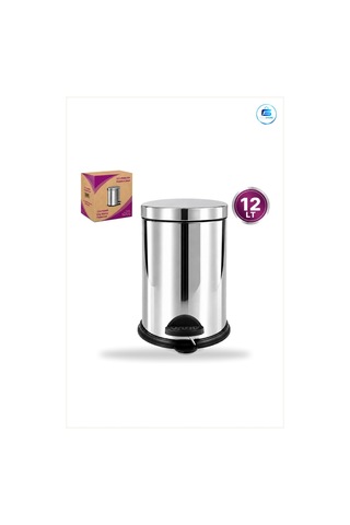 Çöp Kovası 12 L Metal Pedallı Açılır Kapanır Kapaklı Paslanmaz Mu