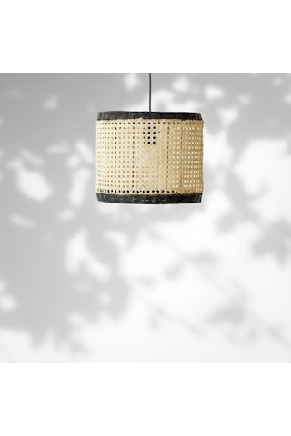 Modern İskandinav Hazeran & Rattan Avize Siyah