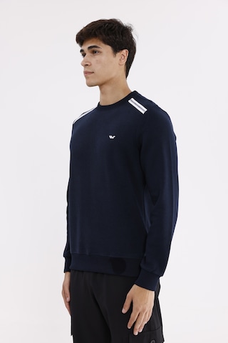 Rowinger Selanik Kumaş Yapılı Esnek Manşetli Konforlu Rahat Kesim Sweatshirt Navyblue