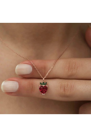 Gümüş Çilek Figür Meyve Kolye (511033958)