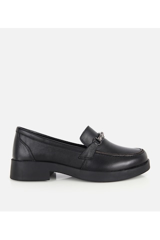 Hotiç Kadın Deri Siyah Metal Zincir Detaylı Klasik Loafer 01ayh334760a100 01ayh334760a100