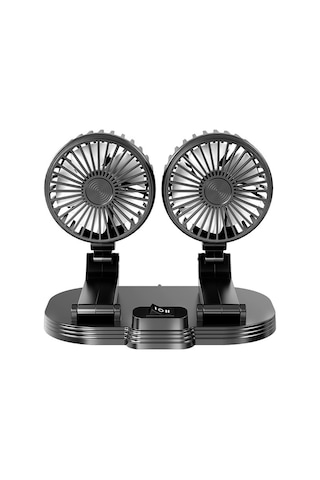 Neevoyu Araba Fani 12v-24v Usb Çift Başlı Katlanabilir 2 Seviye Hızlı 360 Döner Sessiz Soğutucu Ön/arka Koltuk Fl-111 Siyah