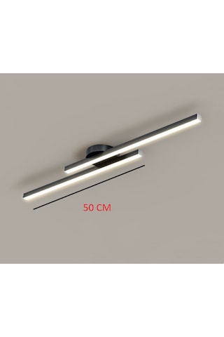 3 Renk Yanabilen 3000 K-4000k-6500k Çubuk Led Avize Armatür Ikili 50 Cm Çubuk Uzunluğu 70 Cm Toplam Uzunluk Siyah