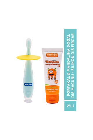 Set Portakal & Mandalina Diş Macunu - Silikon Diş Fırçası