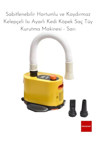 Pakeway Isı Ayarlı Kedi Köpek Saç Tüy Kurutma Makinesi - Sarı