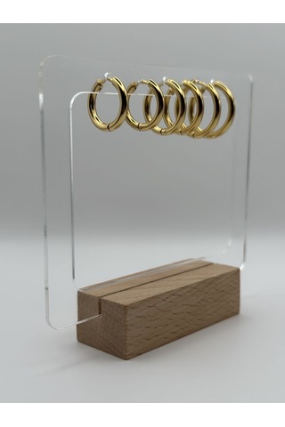 Arnes Jewelry Çelik Gold 3'lü Halka Küpe Ar04 Gold