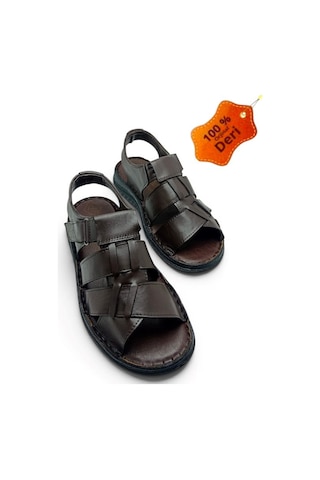 Magic Shoes Hakiki Deri Kahverengi Ortopedik Erkek Sandalet