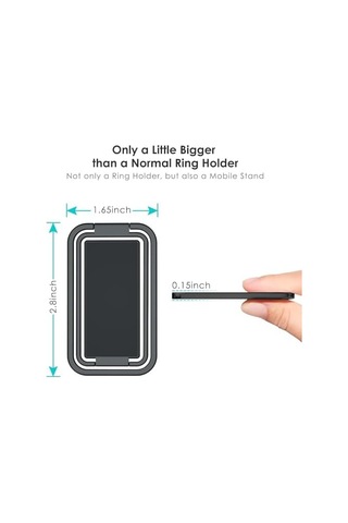 Cep Telefonu Tutucusu, Ultra İnce 360 Dönebilen Telefon Arka Tutucu, Katlanabilir Manyetik Phone Grip Stand, El/yatak İçin Evrensel Manyetik Araç Tutucu Metal Siyah