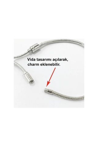 Bileklik 925 Ayar Gümüş Ayarlanabilir Charm Vidalı Kilitli Uyumlu Kadın Bileziği