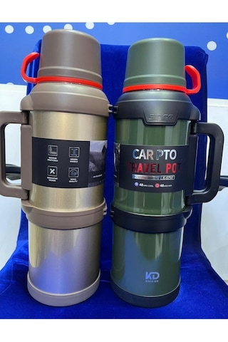 1 Adet 4 Litre 48 Saat Sıcak Soğuk Paslanmaz Çelik Dağcı Termos Siyah