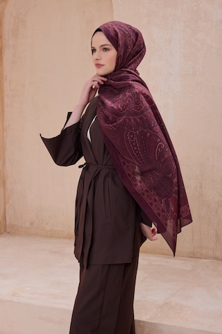 Belli Fresh Çiçek Desen Vintage Şal 3 Bordo