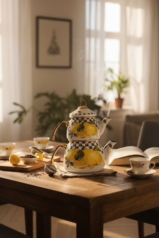 Akayev Emaye Limon Çaydanlık Limonlu