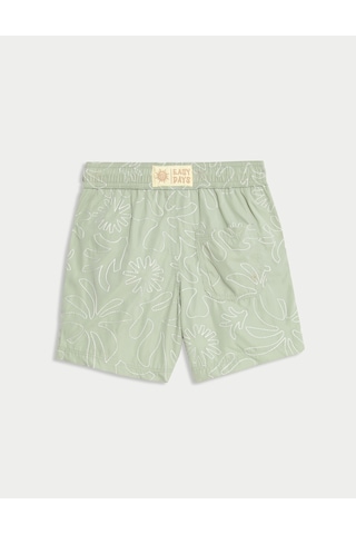 Marks & Spencer İşlemeli Yaprak Desenli Yüzme Şortu (2–8 Yaş) T88004012W Yeşil