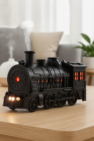 Dekoratif Tren Tasarımlı Buhar Makinesi Led Işıklı Sessiz Nemlendirici & Difüzör Siyah - 784005232
