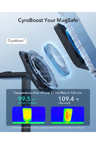 Esr Qi2 Cryoboost 3 İn 1 15w Magsafe Masaüstü Şarj Standı Apple Uyumlu iPhone Watch Ve Airpods Kablosuz