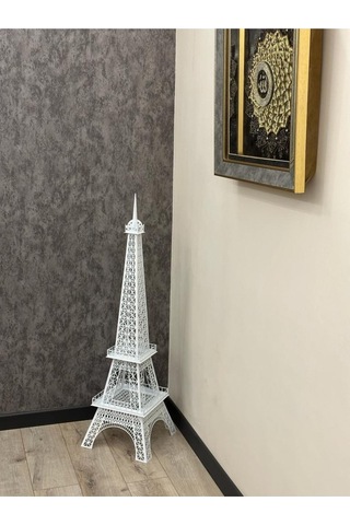 Metal Eyfel Kulesi Cnc Kesim Beyaz Renk