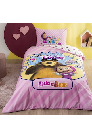 Taç Lisanslı Masha & The Bear Super Cute Pamuk Tek Kişilik Nevresim Takımı 000000001000047039