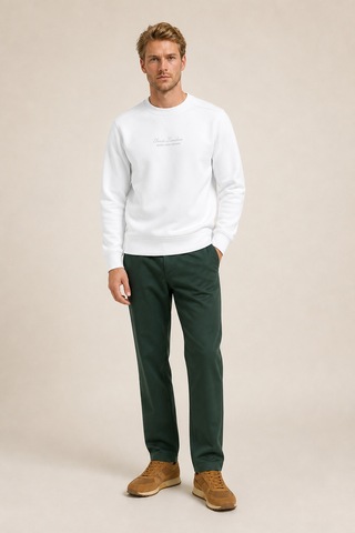 Redline Clavin Erkek Regular Fit Yeni Sezon Pamuklu Sweatshirt Beyaz