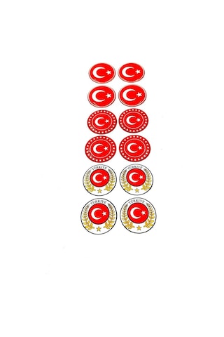 Türkiye Bayrak Sevdalılarına Özel Plaka Pulu 12'li Pul Ve Türk Bayrağı Damla Sticker