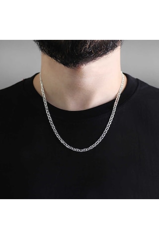 925 Ayar Gümüş 50 Cm 120 Mikron Barlı Erkek Zincir Kolye (294470143)