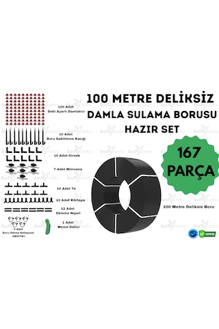 Lovemygarden 100 Metre Deliksiz Damla Sulama Borusu Ve Sulama Seti - Ø16 Mm