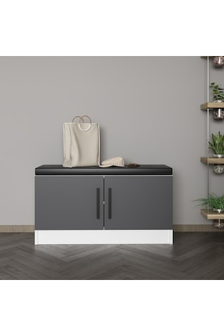 Minar Kale Ayakkabılık Minderli Beyaz Antrasit