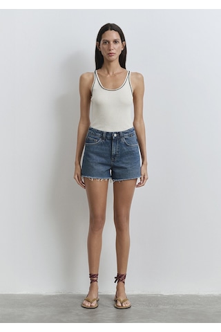 Mavi - Cherry 90lar Puslu Koyu Mavi Jean Şort 1410022-89732 Koyu Mavi
