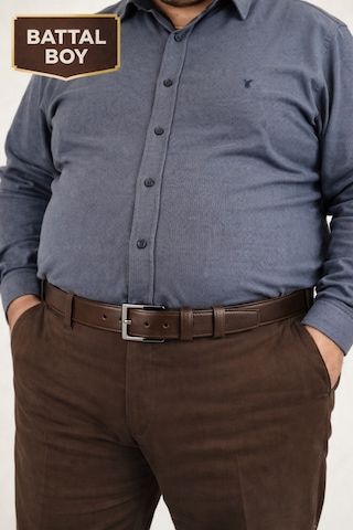 Parscraft Battal Boy / Büyük Beden / Uzun Boy Xxl 3,5 Cm Klasik Kahverengi Erkek Hakiki Deri Kemer