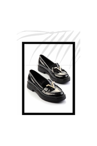 Bambi Siyah Kadın Loafer Ayakkabı K01257067608 Siyah