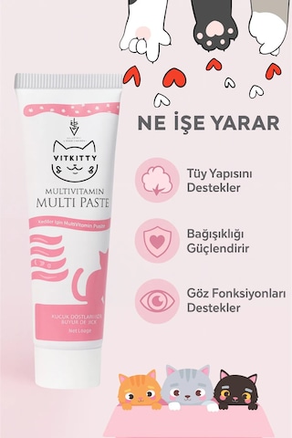 Vitkitty Kediler Için Multivitamin Malt Macun 100 Gr Multivitamin Paste
