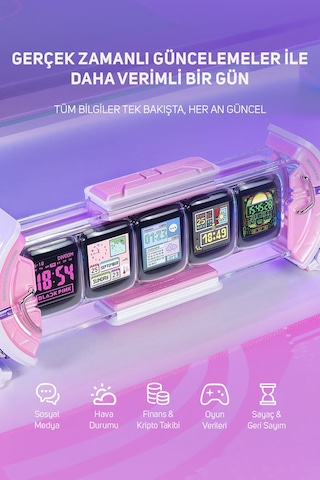 Divoom Timesgate 5 Ekranlı Rgb Işıklı Akıllı Dijital Saat, Youtuber Ve Oyuncu Wifi Bağlantılı App Ko