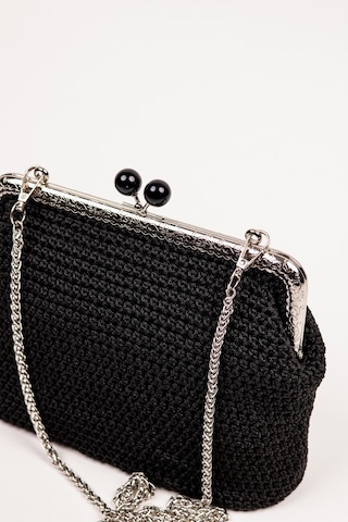 Fabric Craft Bag Omuz Çanta Floş İplik Metal Askılı Siyah - Gümüş