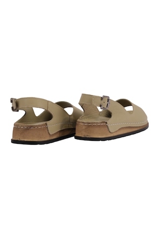 Napa Shoes Hakiki Deri Tek Bant Tokalı Arka Bantlı Rahat Düz Taban Kadın Sandalet Napa-306 164