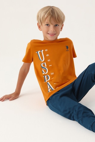 U.S. Polo Assn. Lisanslı Graphic Turuncu Erkek Çocuk Pijama Takımı 5274-43255 Kiremit